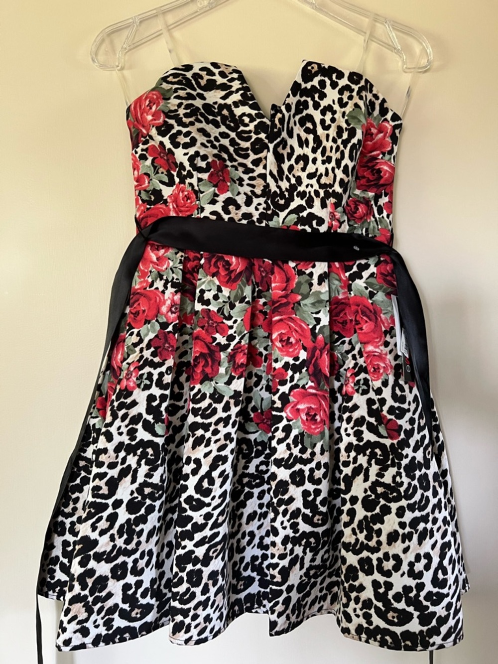 NEW Strapless Animal Print Floral Dress Size 3 Juniors